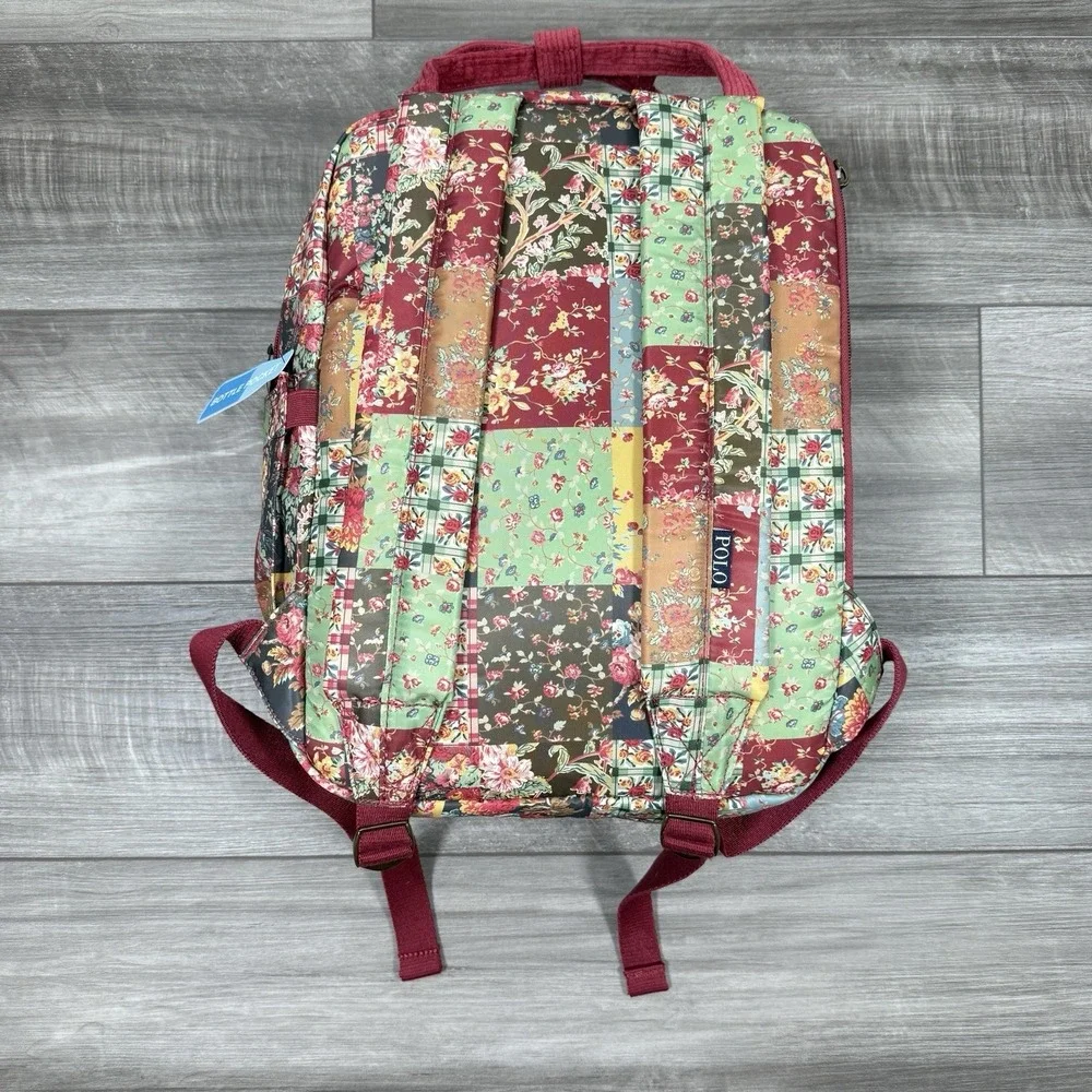 POLO RALPH LAUREN Backpack Patchwork‎ Quilted Big Pony Burnt Russet Floral NWT